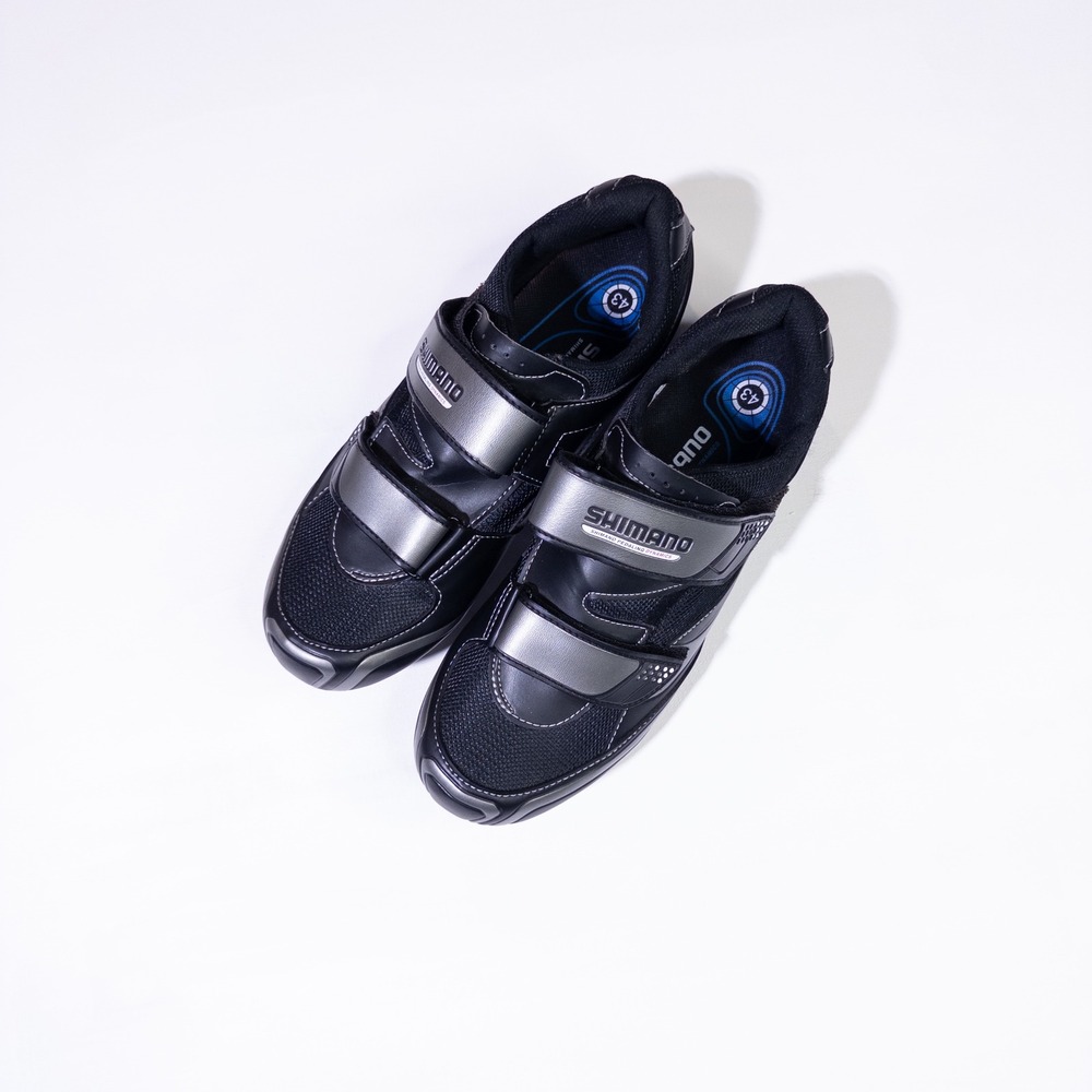 Shimano SH-R064 Cycling Shoes Mens Size 43 Black Silver Good SPD SPD-SL Cleats